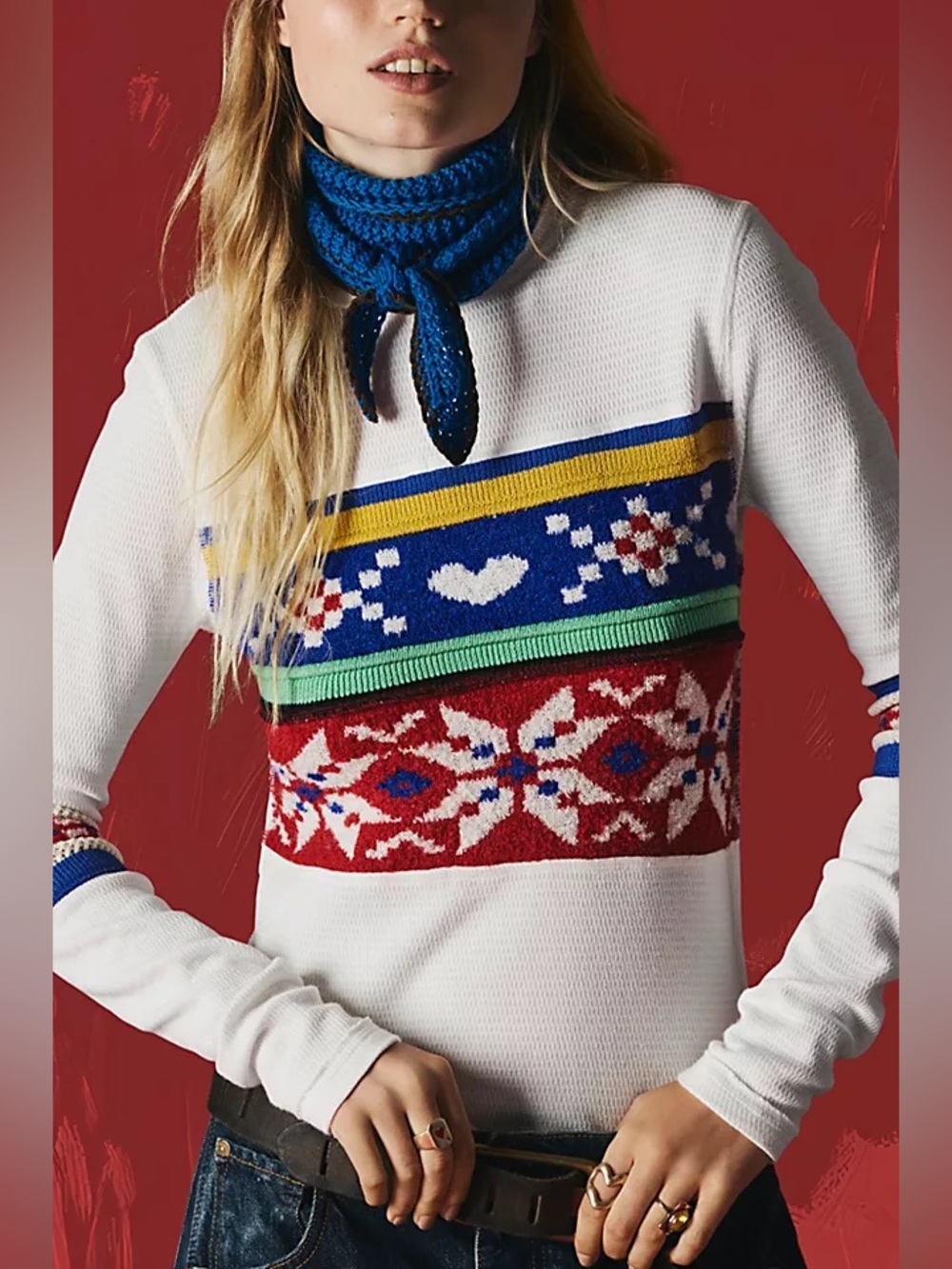 943. FREE PEOPLE We The Free Helsinki Swit Top in Tea Combo Sz M NWT  $98